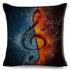 Nordic Style Music Note Pillowcase Decor Vintage Guitar Mike Printed Pillow Case for Home Sofa Polyester Cushion Cover 45x45cm