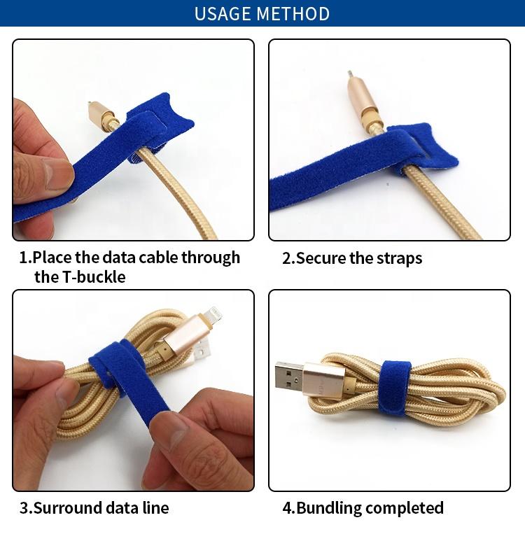 Home Office Cable Tie Roll Easy Quick Wrap Reusable Self-Gripping Hook Loop Straps for Wire Management Cut to Length
