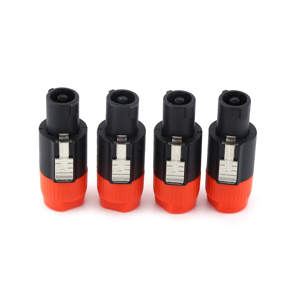 4PCS NL4FC Male Plug Speaker Audio Cable Cord Adapter Male Plug Connector Orange