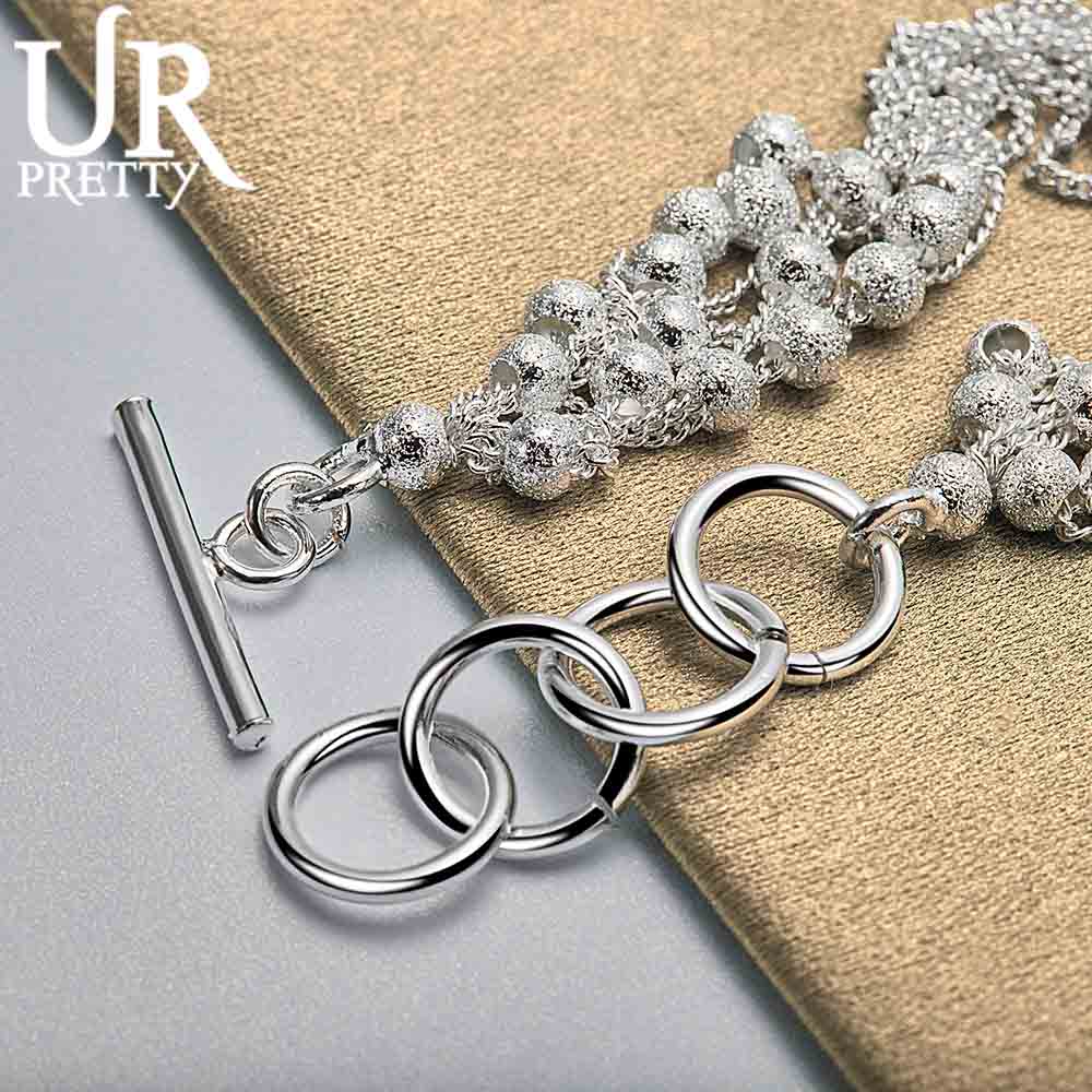 925 Sterling Silver Matte Pearl Ball Chain Grape Bracelet Fashionable Wedding Jewelry
