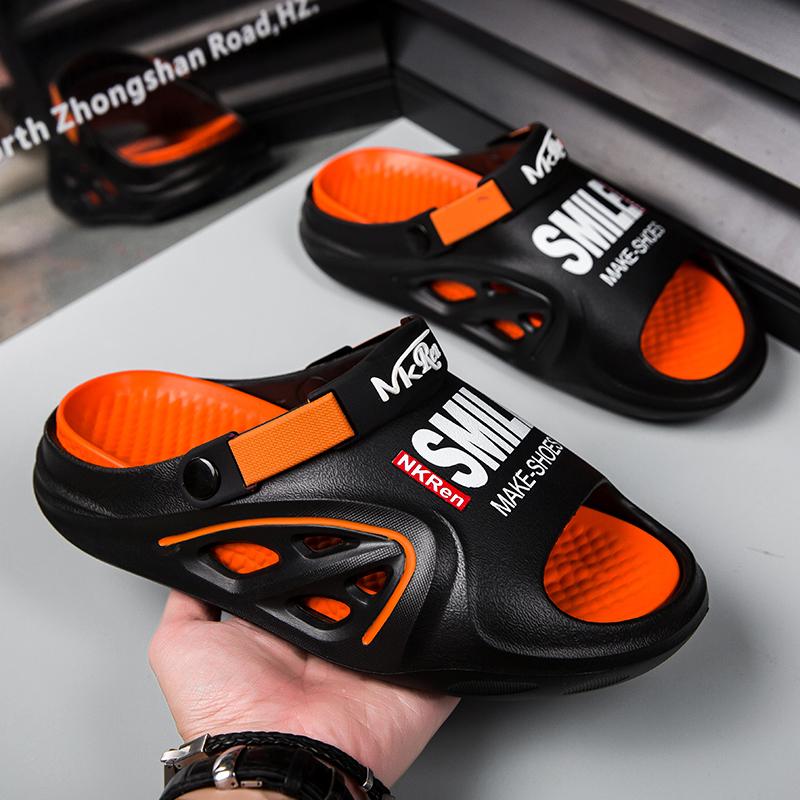 Fashion Summer Men's Slippers Thick Bottom Anti-Slip Sandals Casual Comfortable Driving Beach Shoes EVA Outsole For Indoor And Outdoor
