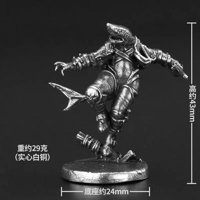 Solid Metal Blood Ocean Shark Warrior Miniature Wargame Figure Unpainted Collectible Gift For Men Car Interior Decoration