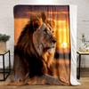 Majestätischer Löwe bei Sonnenuntergang Druckdecke weich und kuschelig, perfekt für Wohnzimmer, Bett, Sofa oder ein Nickerchen, Geschenk