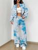 Color Tie-dye Autumn and Winter New European and American Women's Clothing Striped Printing Suit Women
