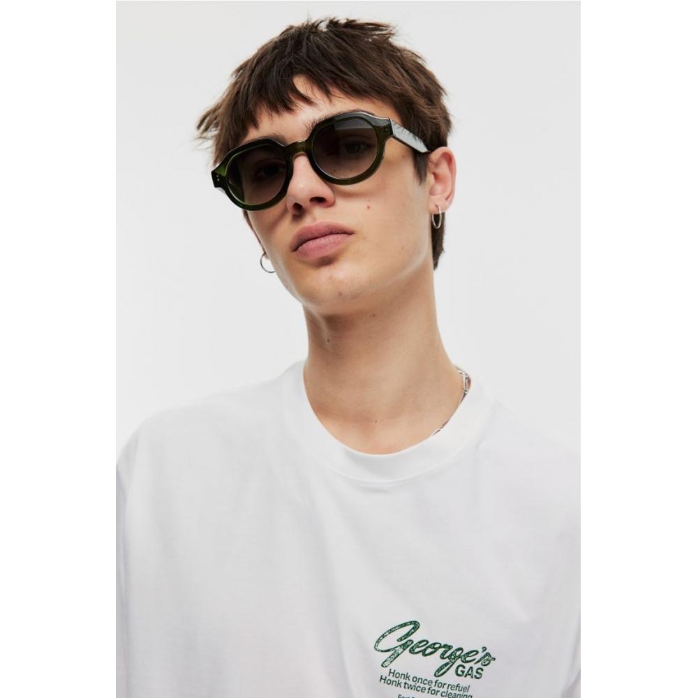 H M LooSe FiT PrinTed T SHirT wHiTe George S gaS
