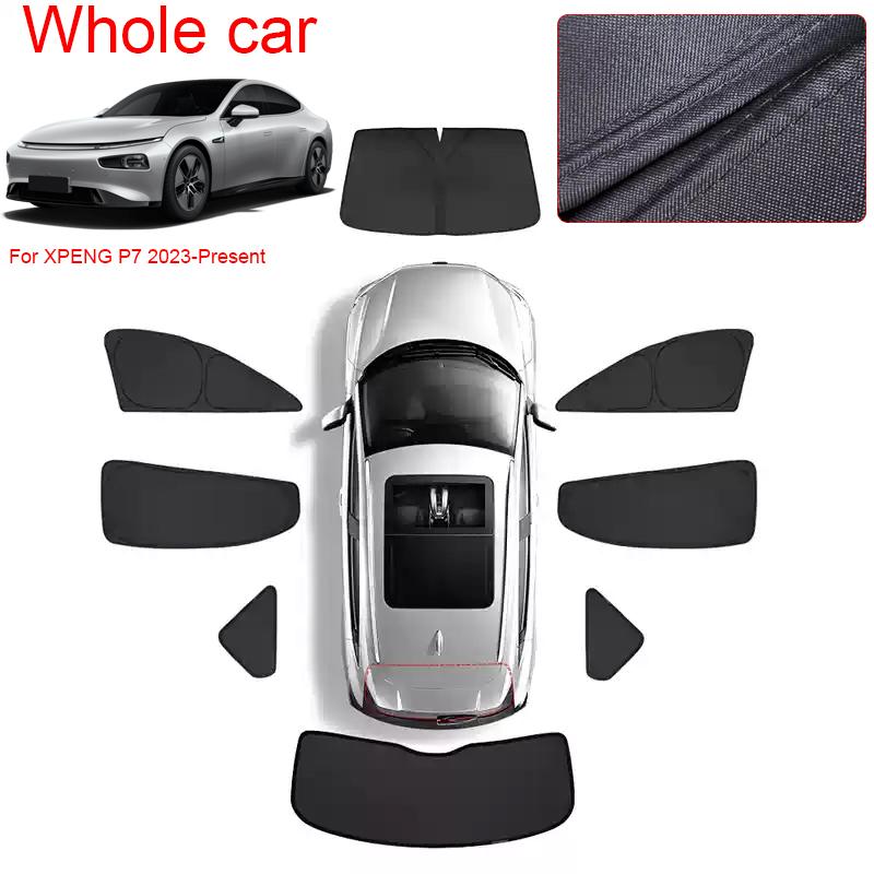 Car Black Window Privacy Sunshade For XPENG P7 2023-Present Auto Anti-UV Heat Insulation Protect Cover Interior Accessory