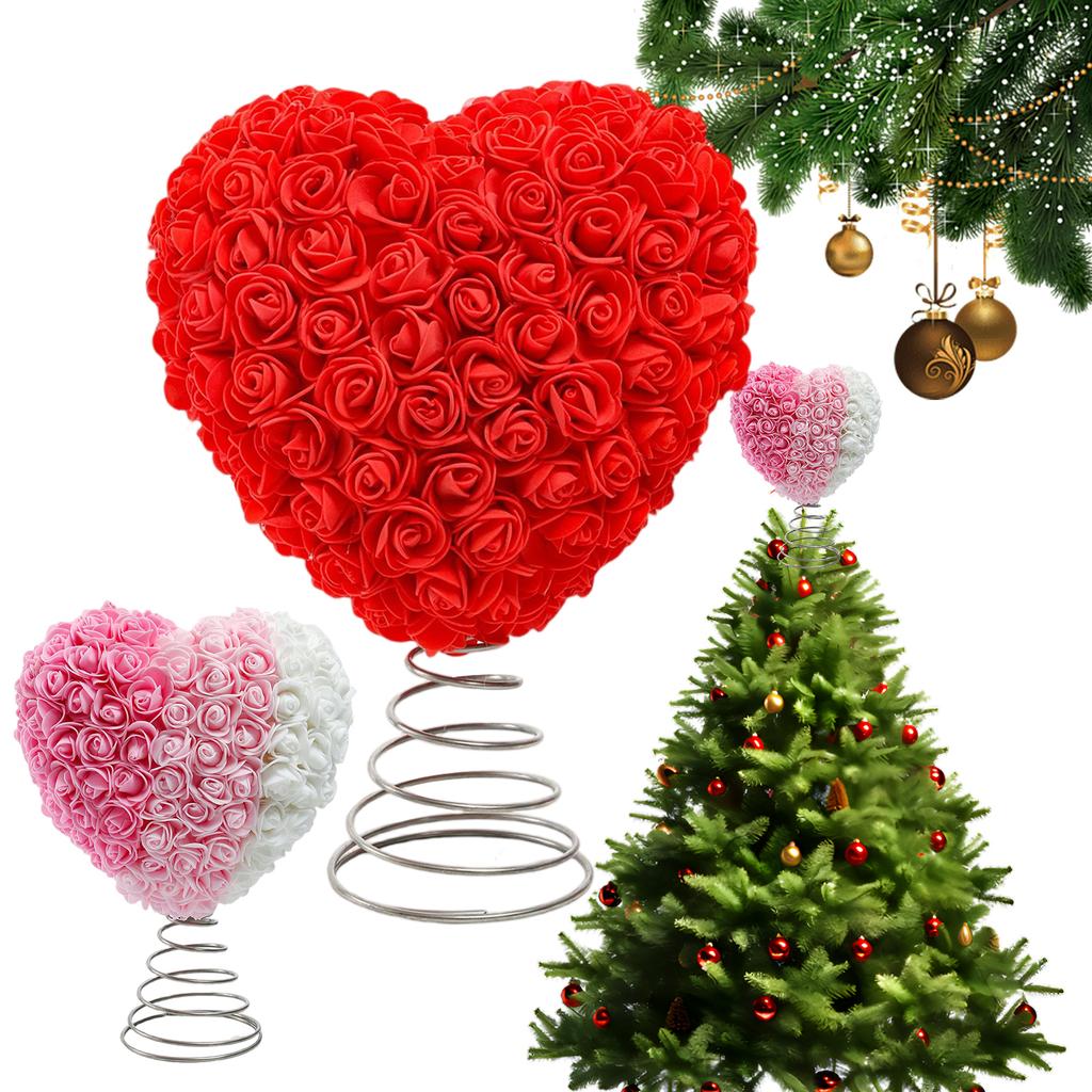 Valentines Day Heart Shaped Tree Topper Romantic Holiday Tree Decoration Love Ornament for Valentines Day Wedding Decoration