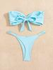 Solid Tie Side Starfish Decor Sexy Two Piece Bikini Swimsuit Fashion Elegant For Vacation
