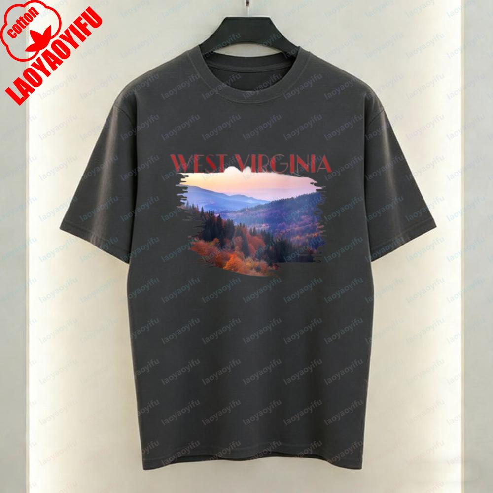 West Virginia Nature Unisex Cotton Tee Appalachian Mountain View Graphic TShirt for Unisex Summer Soft Breathable Casual Attire
