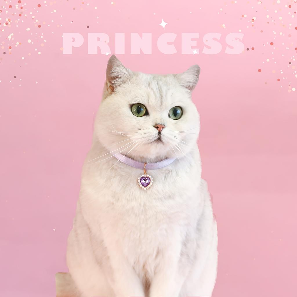 Pet Heart Pendant Collar for Cats, Anti-Choking Design, Double-Layer Pearl Heart Pendant Necklace for Princess Kittens and Puppies