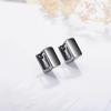 Top Quality 925 Sterling Silver Earrings for Men Jewelry Charm Women Square Black Hoop Earrings for Girl Men Accessories Trendy