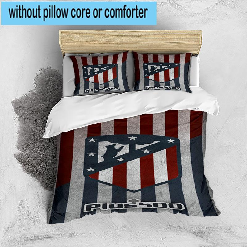 3pcs Atletico Football Club Printed Bedding Set Duvet Cover Closure Includes 1 Duvet Cover & 2 Pillowcases Bedding Sets Home Decor Gifts
