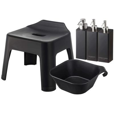Yamazaki Jitsugyo Rippuv Vannitool Kõrgus 25cm Magnetiga Rippuv Vannituba Magnetiline Dosaatoripudel Komplekt 3 tk Vaht Tüüp Tavaline Tüüp Torn Must 5384