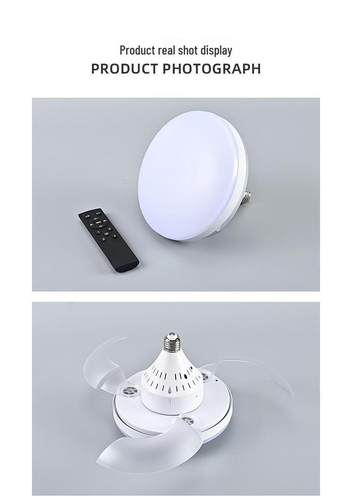 Screw-In Ceiling Fan with Light - Smart Invisible Chandelier for Living, Dining, and Bedroom