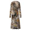 Women's  And Winter Casual Fashion V-neck Long Sleeve  Print Long Dress