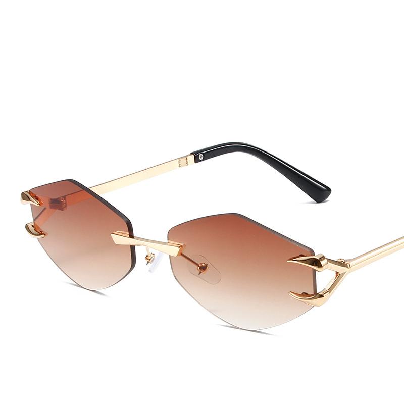 Vintage No Frame Rivet Hook Hexagon Sun Glasses For Ladies For For Gents Sun Glasses Luxury Designer Punk Popular Hip Hop Eyeglasses UV