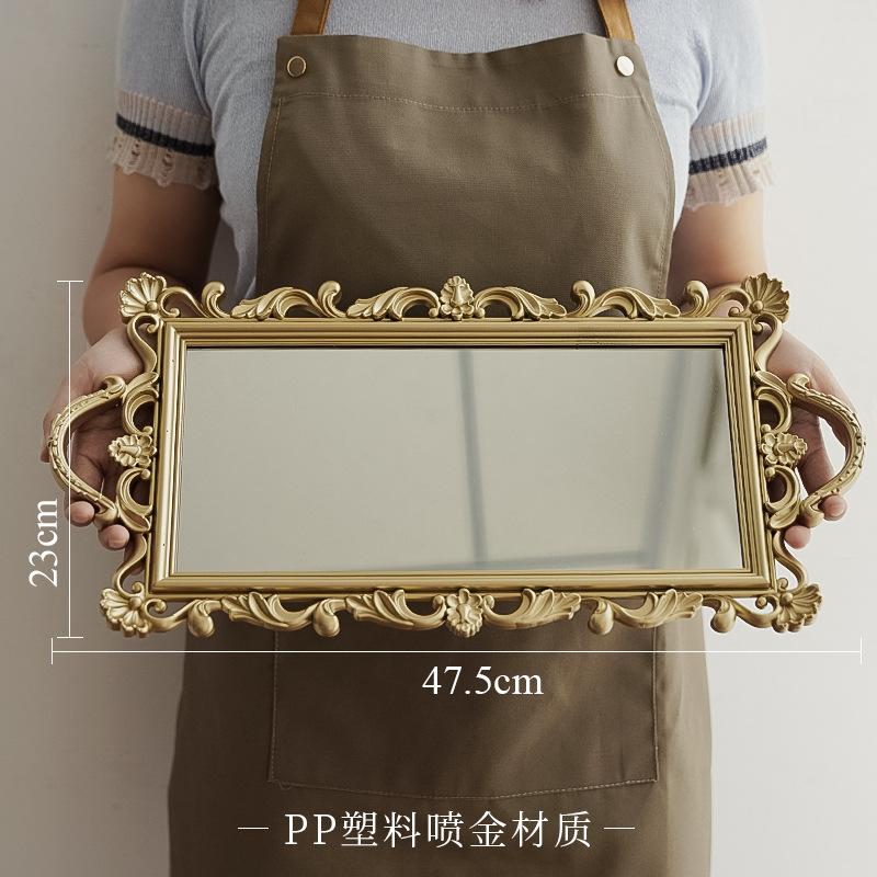 Metal Storage Tray Jewelry Display Plate Retro Dessert Fruit Cake Plate with Handle for Decor Hotel Cafe Serving Tray