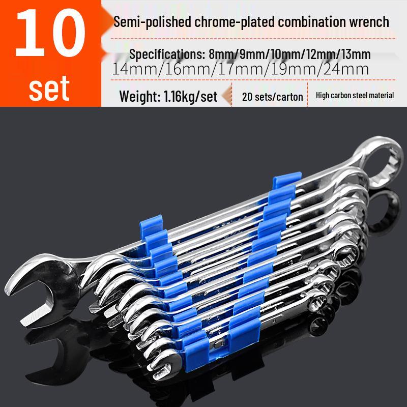 Double-End Wrench Set: Extra Large 6-32mm Open/Box End for Auto Repair