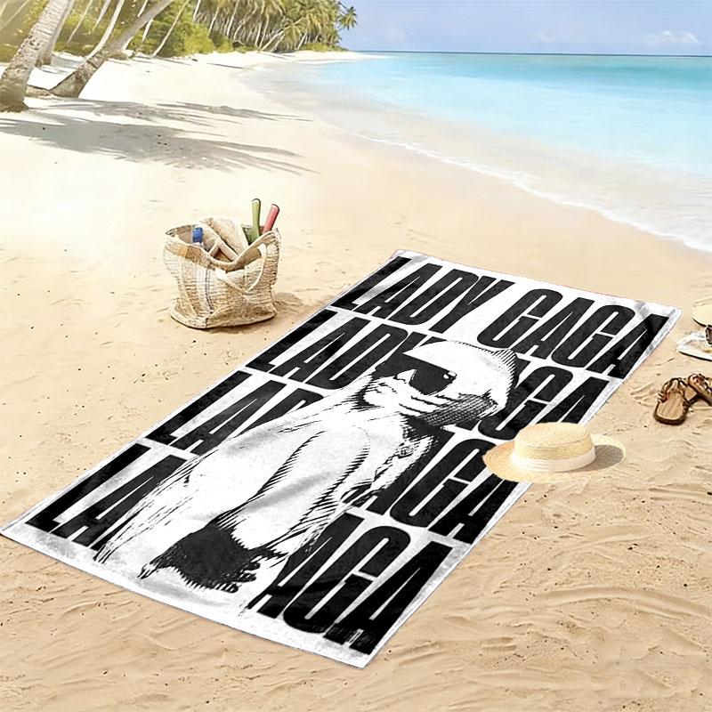 Lady Gaga Vibe Print Beach Towel, Large Soft Quick Dry Towel for Beach Camping Swimming