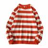 Stribet crewneck sweatshirt til mænd i polyesterstof til efterårets udendørsstil