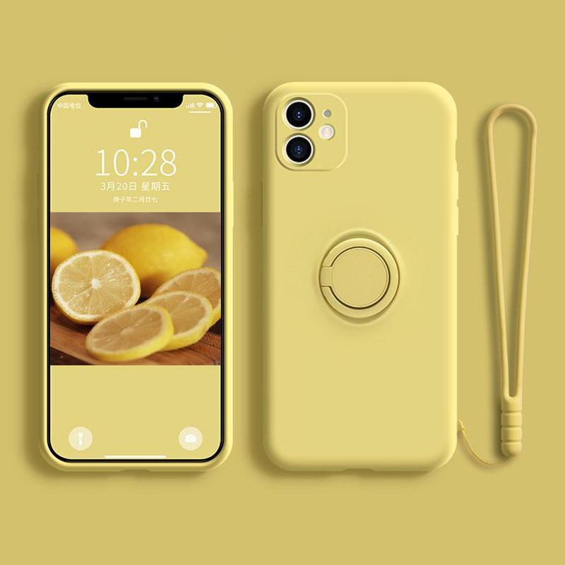 Luxury Liquid Silicone Ring Holder Case For iPhone17 16 15 14 13 12 11 Pro Max Mini Xs XR 7 8 Plus SE Bracket Magnetic Cover Strap