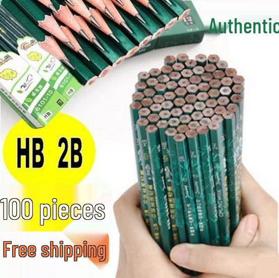 100-Piece Green Barrel HB & 2B Drawing/Writing Pencils with Free Shipping