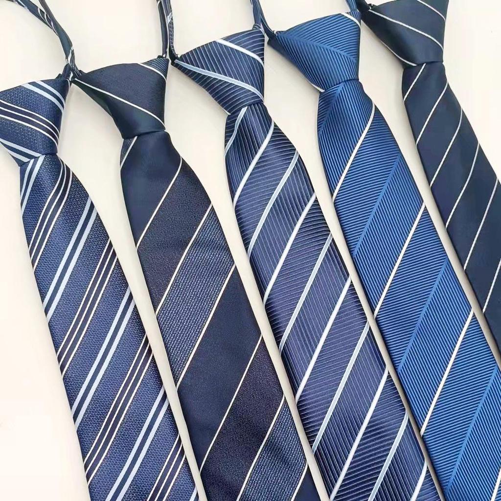 Men's Professional Striped Jacquard Zipper Tie, 7cm