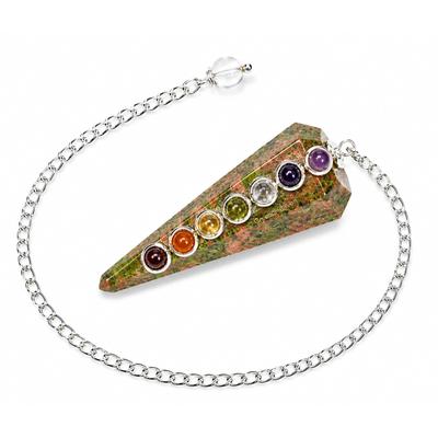 Certified Unakite Pendulum Dowsing Tool - Natural Crystal Pendulum for Spiritual Guidance - Premium Dowser Pendulum with Chakra for Accurate Divi
