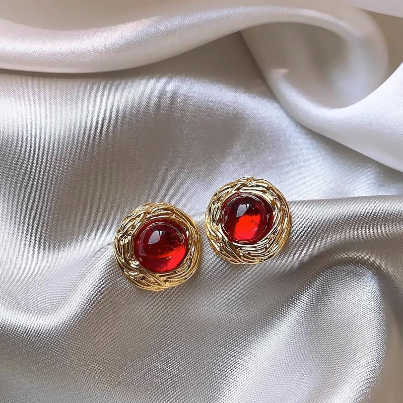 Graceful 925 Silver Needle Stud Earrings - Elegant Court-Style Luxury for Women