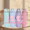 1PC Lets Go Girls Pink Quote Print 750ml Color Plastic Sports Water Bottle Leakproof Flip Straw Lid Suitable for Sports Office Home Use