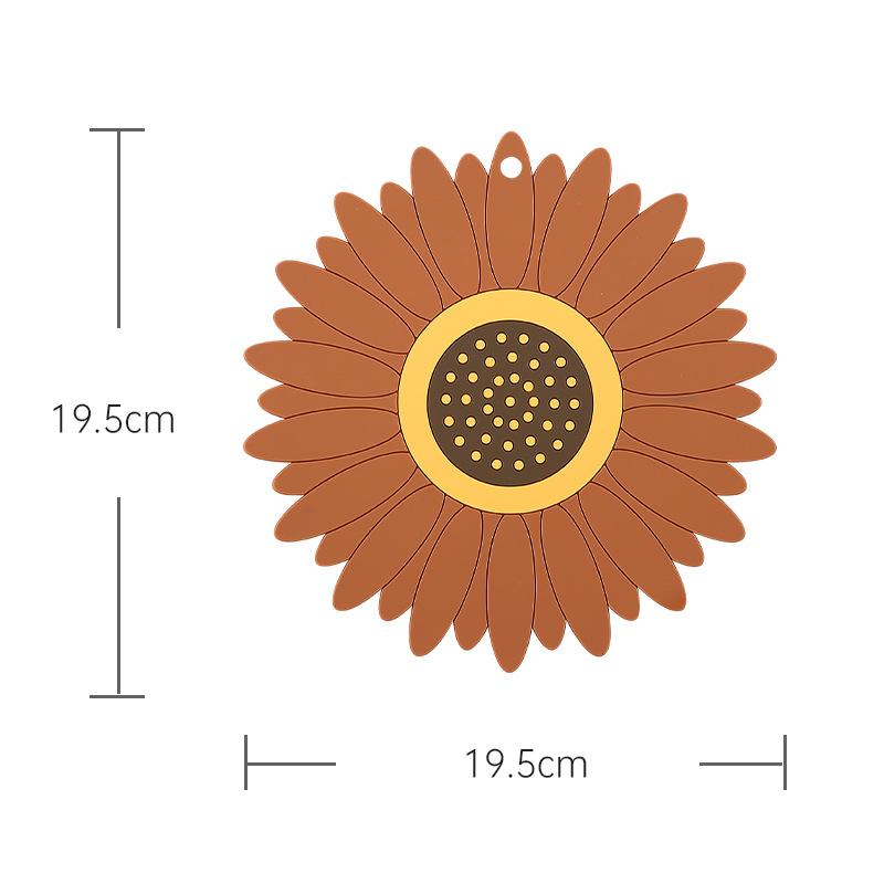 2pcs Silicone Trivet Mat Cute Sunflower Anti Scalding Mat, Heat Insulation Pat for Dishes, Soft Silicone Meal Mat Table Anti Slip Coaster