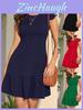 Knit Fabric A Line Dress With Ruffle Sleeves For Summer Beach Vacation