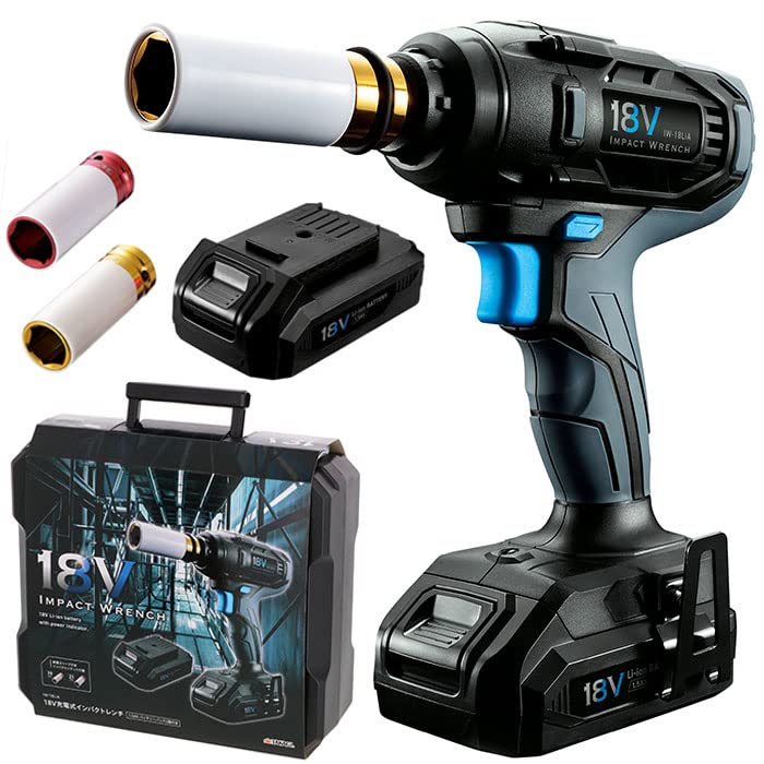 

EARTH MAN 18V Аккумуляторный ударный гайковерт IW-18LiA (Макс. крутящий момент 200 Н·м, переменная скорость, квадратный хвостовик 1/2 дюйма)