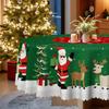 Christmas Tablecloth, Santa Claus Elk Snowman, Red And Green Contrasting Colors, Waterproof And Oil-Proof, Atmospheric Layout