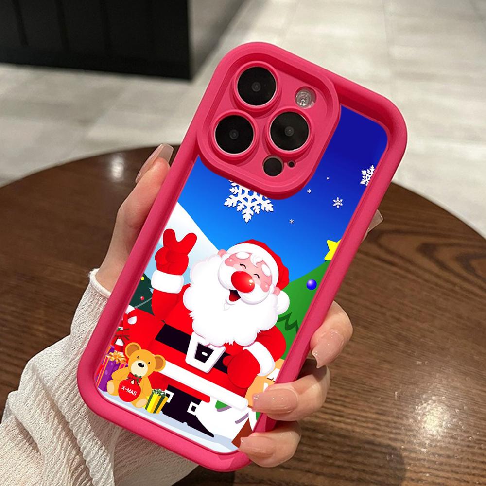 Ae109 Happy New Year Merry Christmas art Phone Cases for iPhone 16 14 13 11 Pro Max 15 7 8 6s Plus 12 mini XR XS Max Angel Eye Ladder Protective Cover