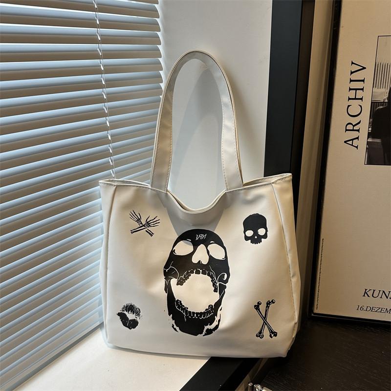 Stylish Fashionable Tote Bag For College Students Versatile Shoulder Carrying Black And White