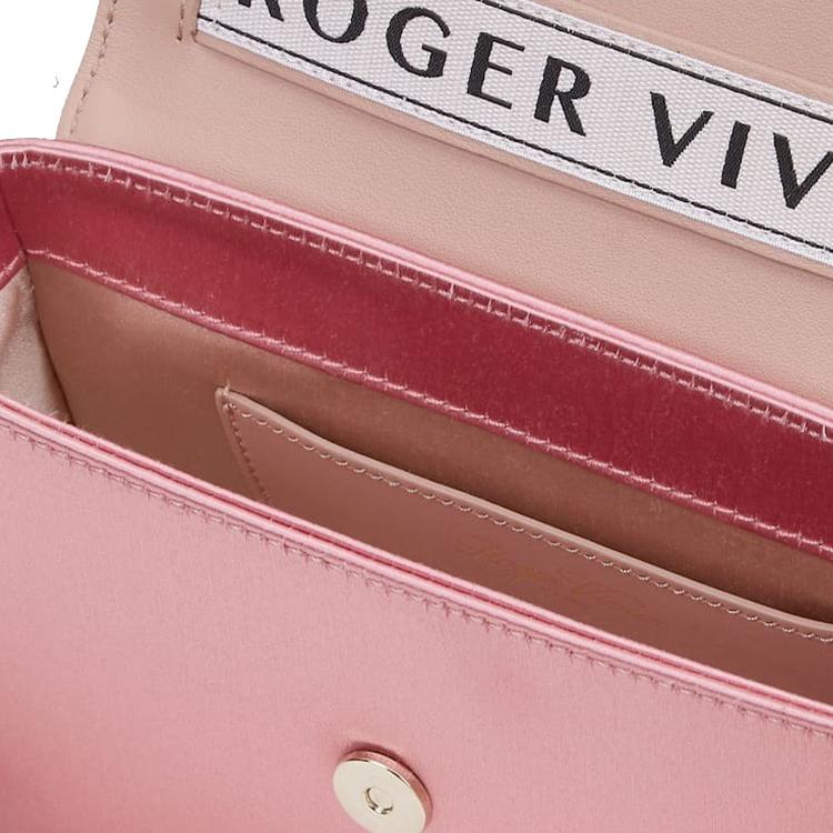 Roger Vivier Rv Tres Vivier Mini Satin Chain Shoulder Bag With Rhinestone Buckle Women shoulder bag Pink RBWANAB1020KE81F46