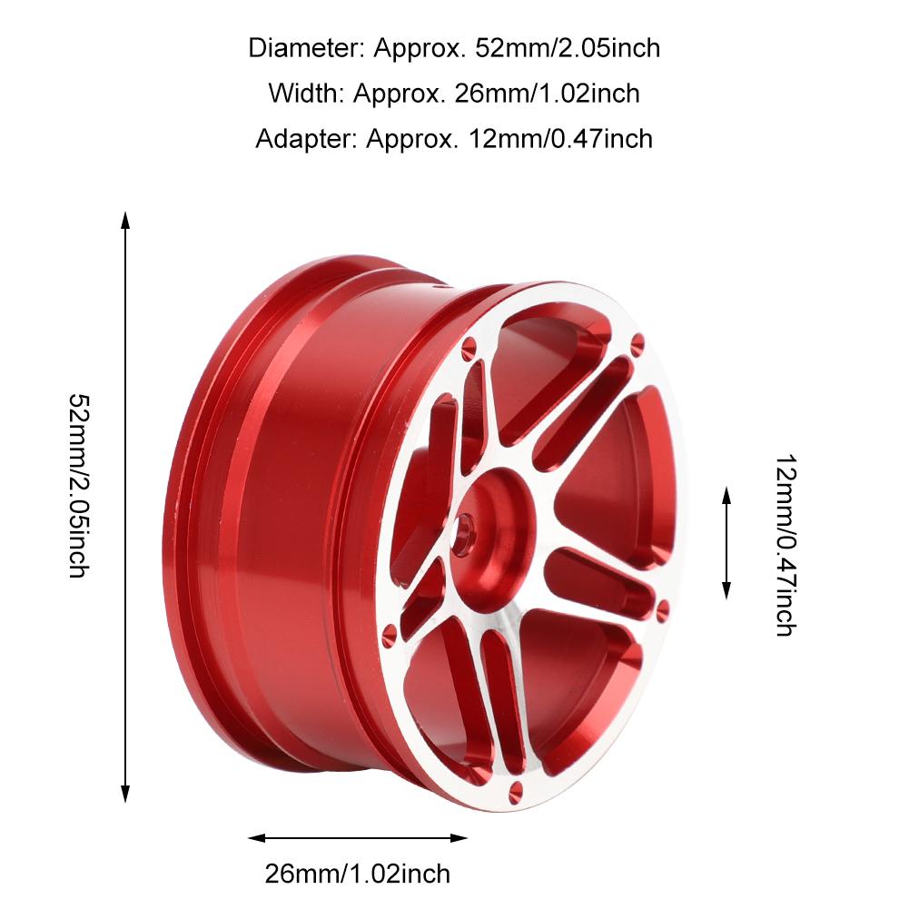 4PCS 1.9inch Aluminium Alloy Metal Wheel Hubs for 1:10 Remote Control RC Climbing Drifting CarRed