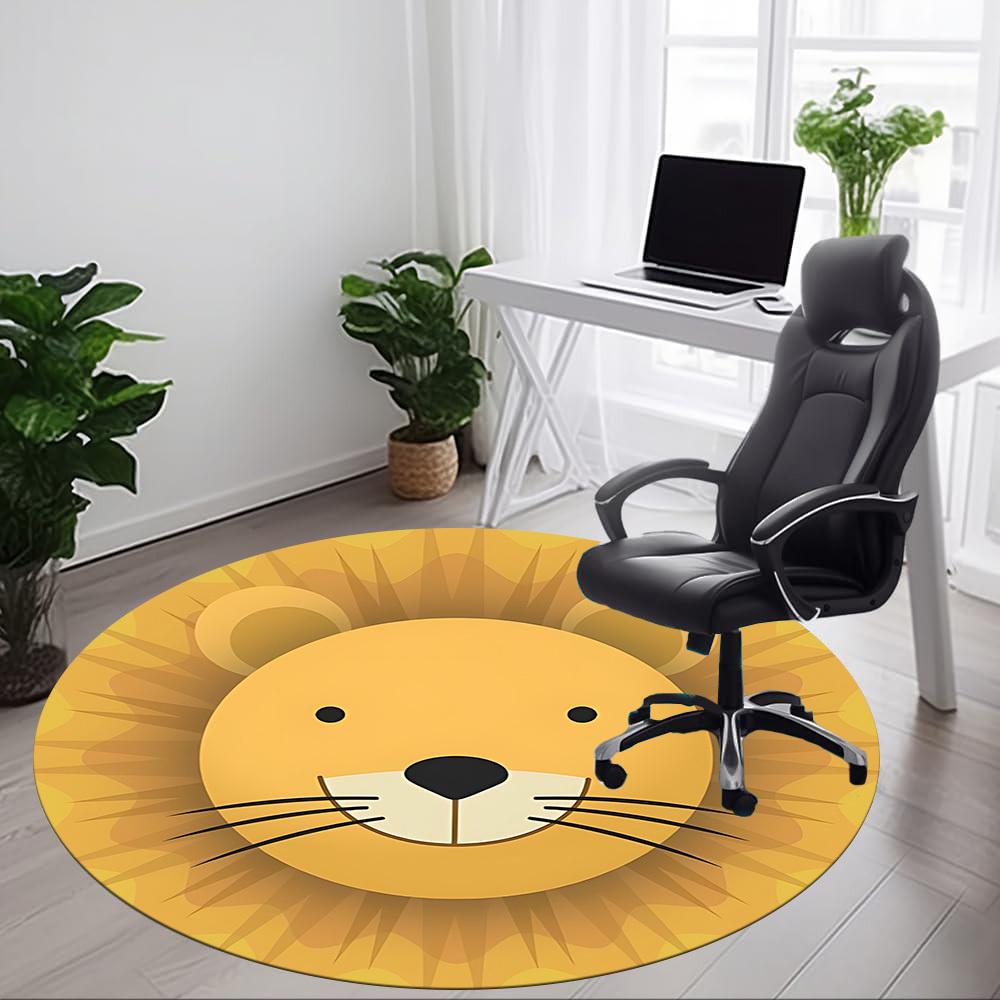 1pc Lion Face Chair Carpet for Office, Soft, Non-Slip Polyester Mat, Office, Living Room, Bedroom, Durable Polyester Yy251207147