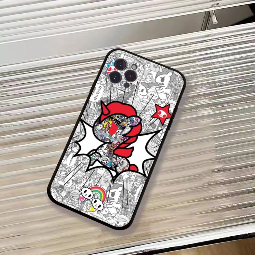 Japan T-Tokidokis Phone Case For iPhone 17,16,15,14,13,12,11 Plus,Pro Max,XS,Soft Silicone Black Cover