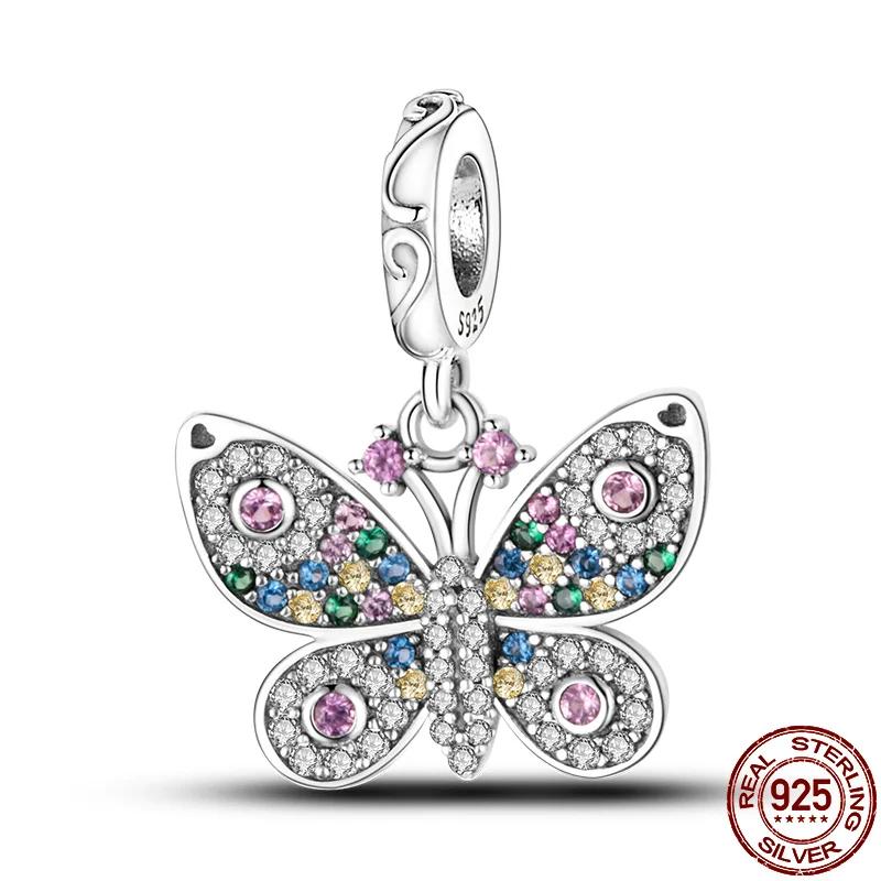 Blue Butterfly Animal Charm Bead Components Compatible With Authentic Original Bracelet High Quality Fine Jewelry Necklace Copper Metal Bead