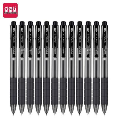 Deli S06 Długopis żelowy wysuwany 0,5 mm, Czarny tusz (12-pack)