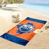 "Orange and Blue Oilers Logo Design" Patterned beach towel quick dry perfect for travel outdoor sports jogging the beach and swimming