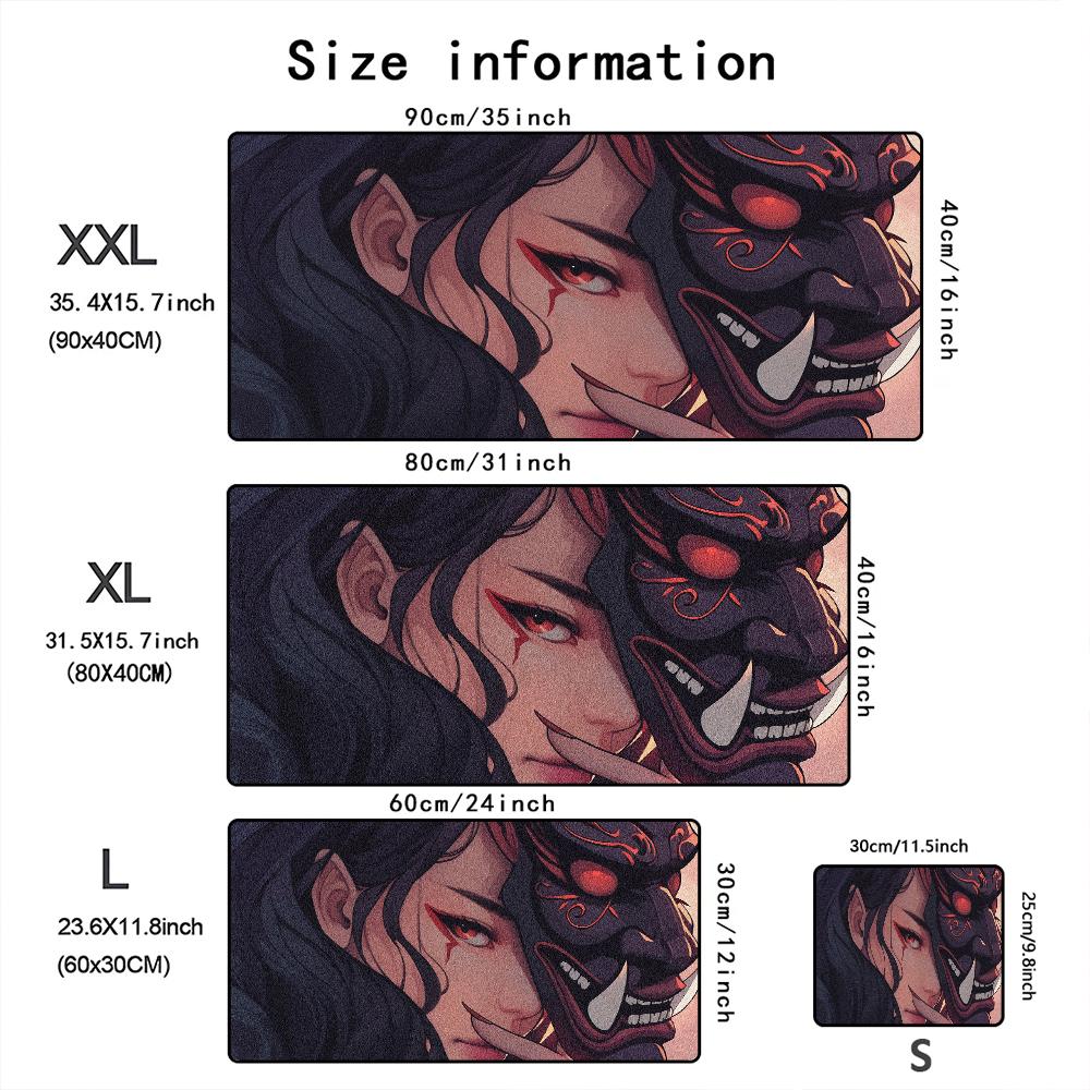 Mask anime girl Mouse Pad Large Computer Office Game Table Mats XXL Rubber Anti-slip Gaming Keyboard Mousepads Long Desk Pads