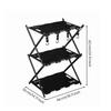 Foldable 3-Tier Rack Crossed Side Supports Storage Shelf Hanging Hooks