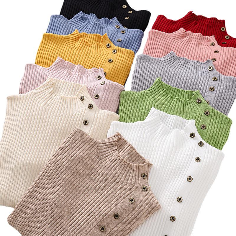 Damen Slim-Fit Langarm Strickpullover - Halber Stehkragen, Neue Herbst/Wintermode 2025