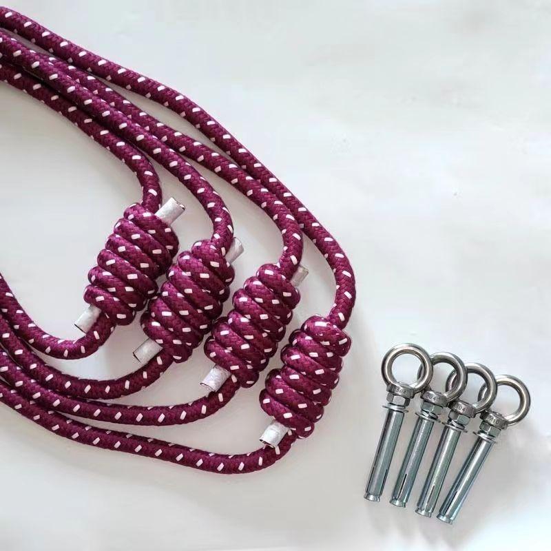 

Iyengar Yoga Wall Rope Auxiliary Inverted Handy Gadget Anti-Gravity Aerial Yoga Lanyard Sling Wall Rope for Yoga Studio Wine Red pure cotton 4 ropes