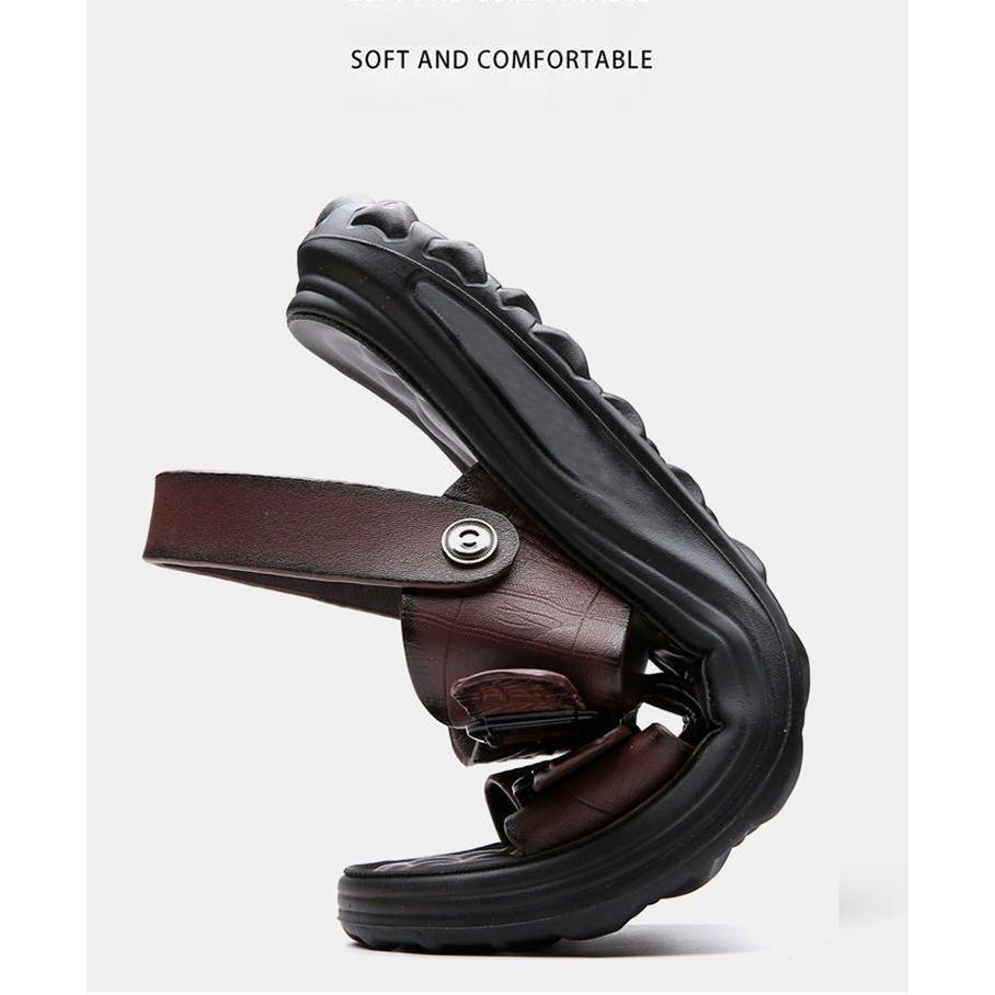 Summer Men's Driving Sandals Waterproof Anti-Slip Soft Sole Beach Shoes Indoor/Outdoor Dual-Use Comfort Slide Flip Flops