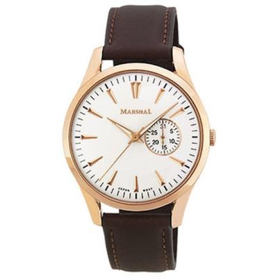 MARSHAL Herre MRZ018-RGW (Sol Flamme) Rundt Ur Brun Rustfrit Stål Multi-Viser Analog