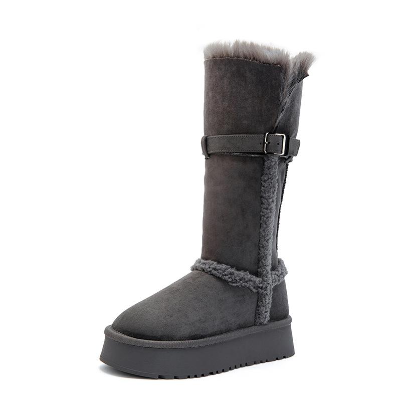 Popular gray thick-soled snow boots for women 2025 winter new two wear velvet thickened Northeast snow cotton shoes for women